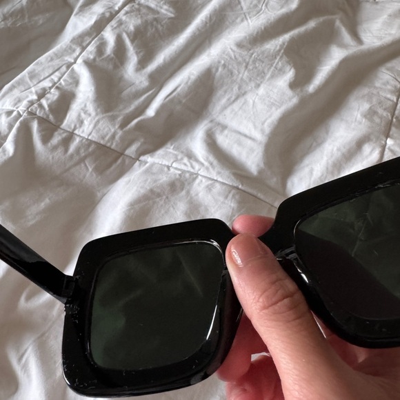 Black Oversized Square Rhinestone Sunglasses Bling Festival Sunnies - Picture 6 of 7